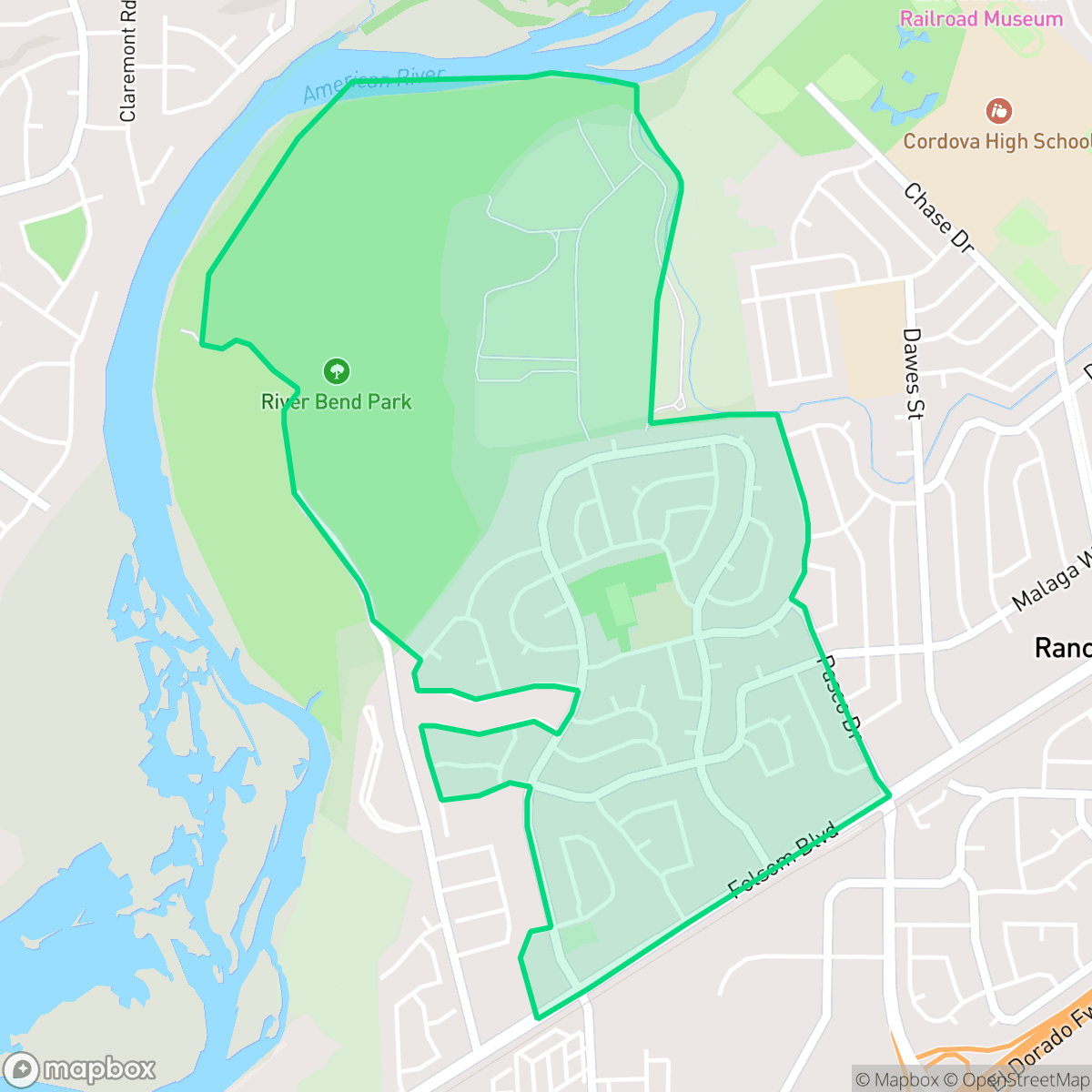 Map showing the location of Cordova Meadows, Rancho Cordova, CA