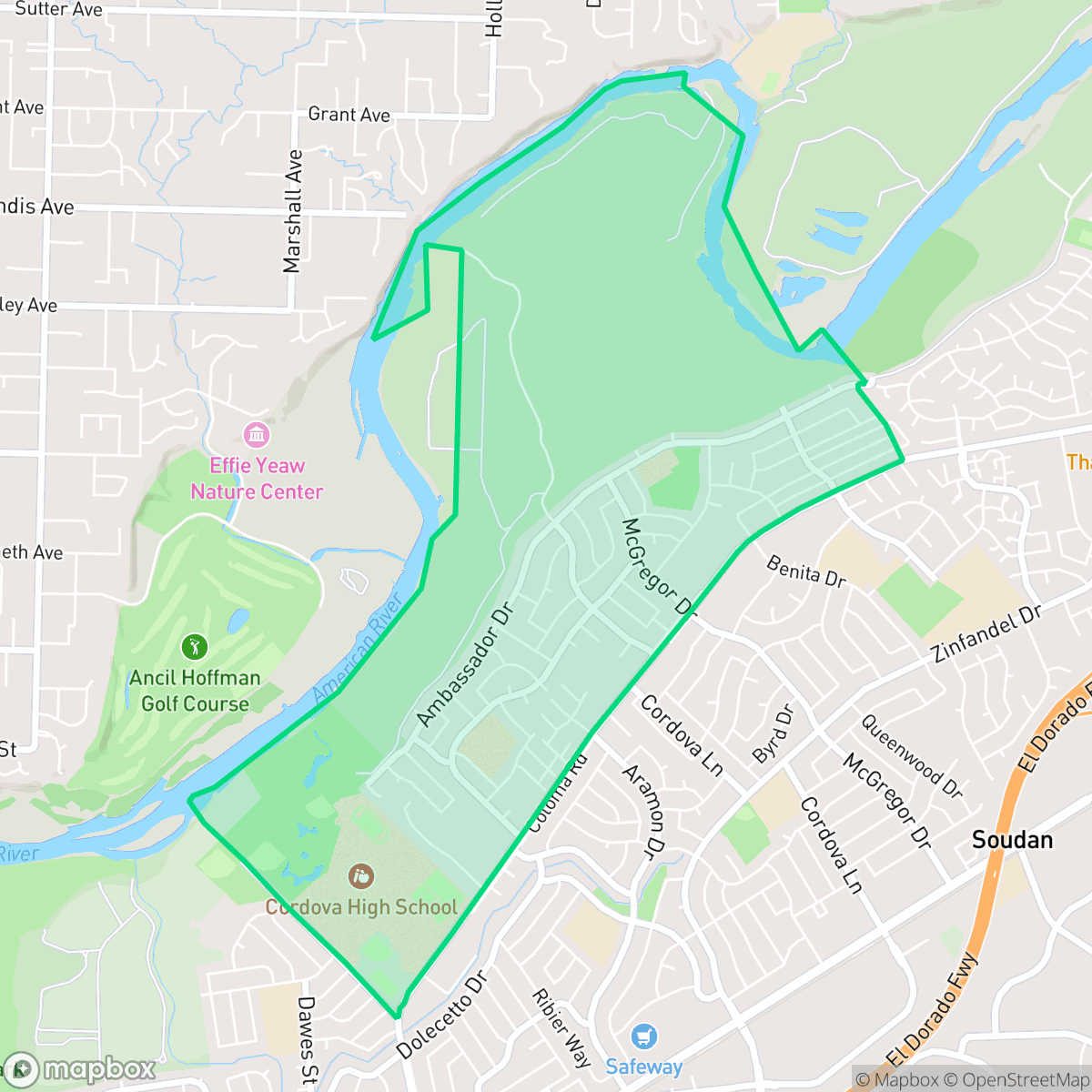 Map showing the location of Mills Ranch, Rancho Cordova, CA
