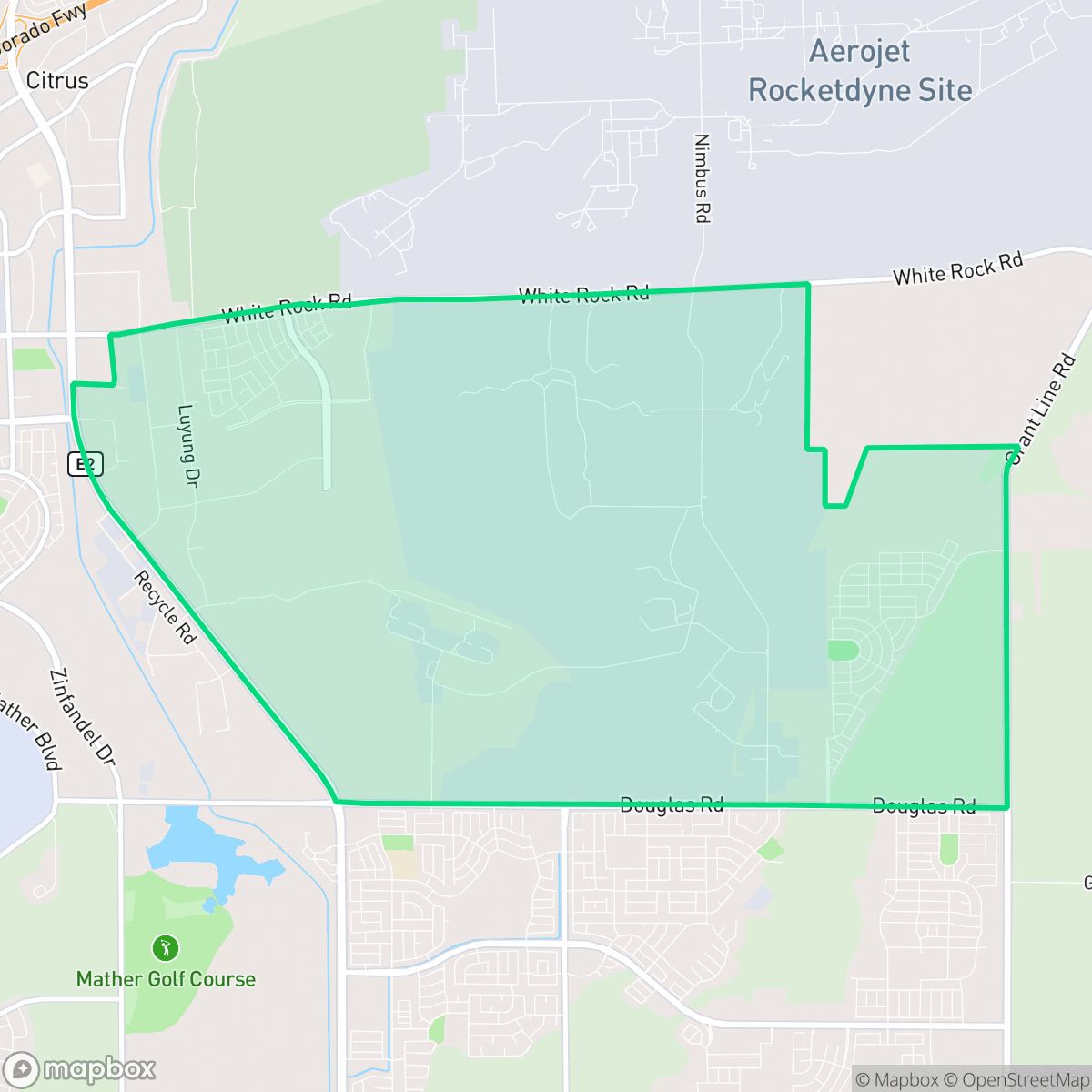 Map showing the location of Rio del Oro, Rancho Cordova, CA