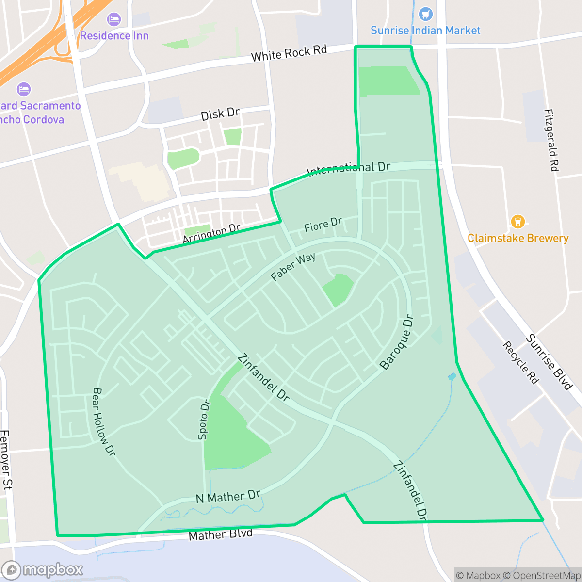 Map showing the location of Stone Creek, Rancho Cordova, CA