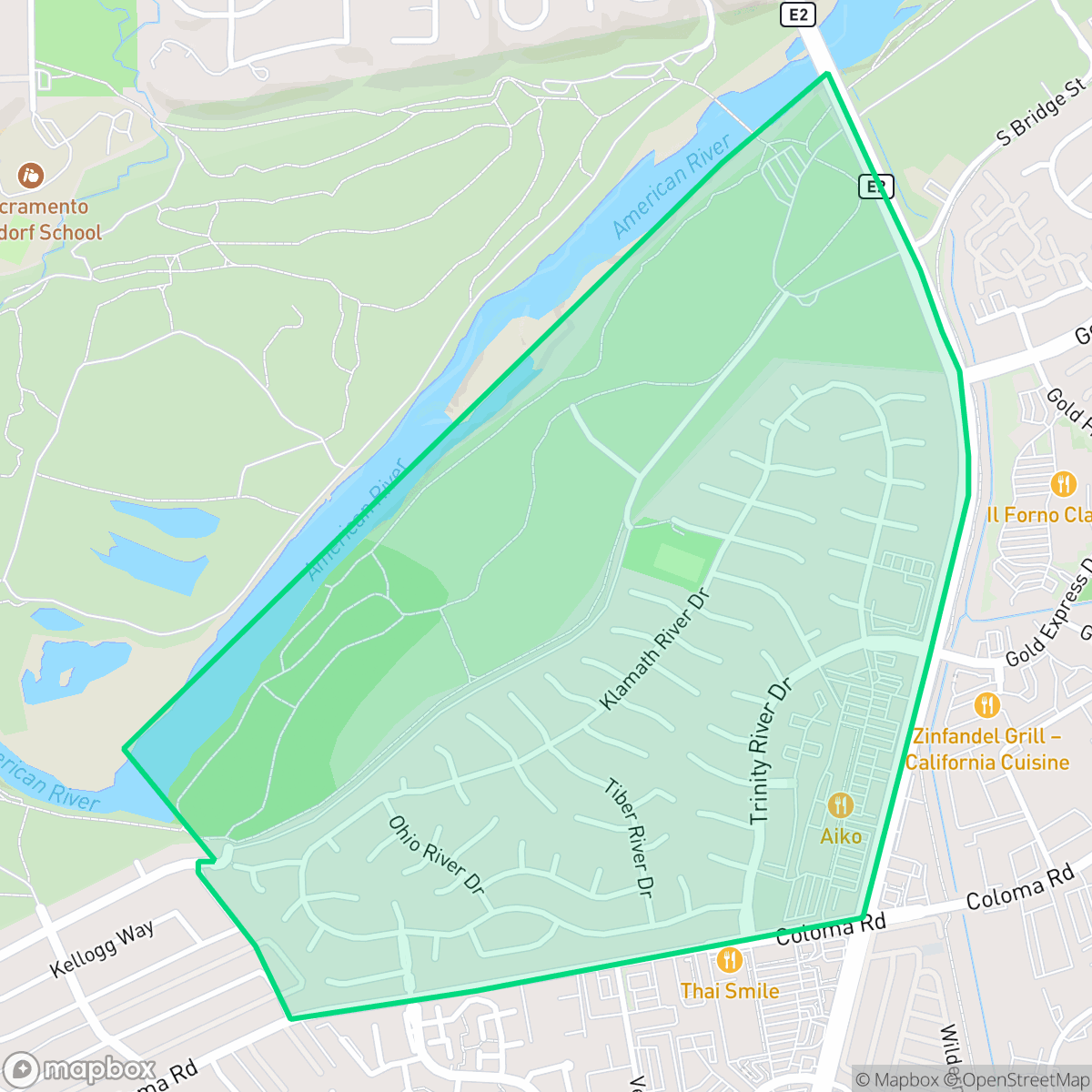 Map showing the location of Sun River, Rancho Cordova, CA