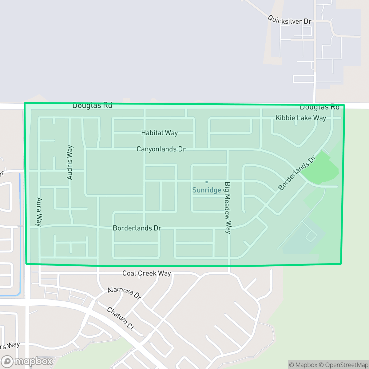 Map showing the location of Sunridge Park, Rancho Cordova, CA