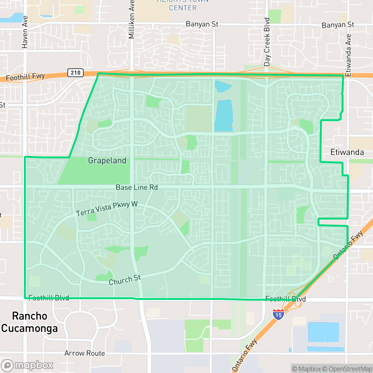 Map showing the location of Central North, Rancho Cucamonga, CA