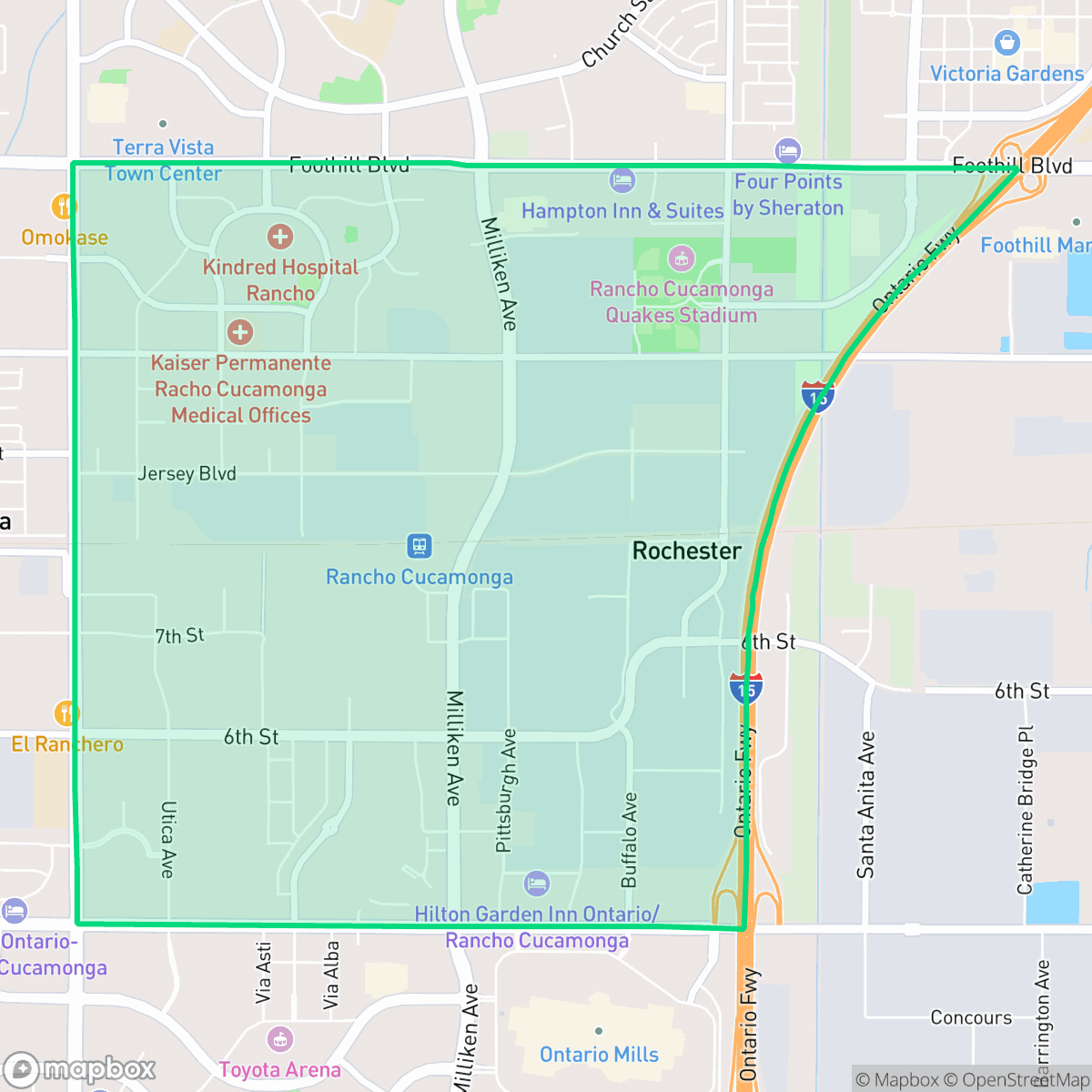 Map showing the location of Central South, Rancho Cucamonga, CA