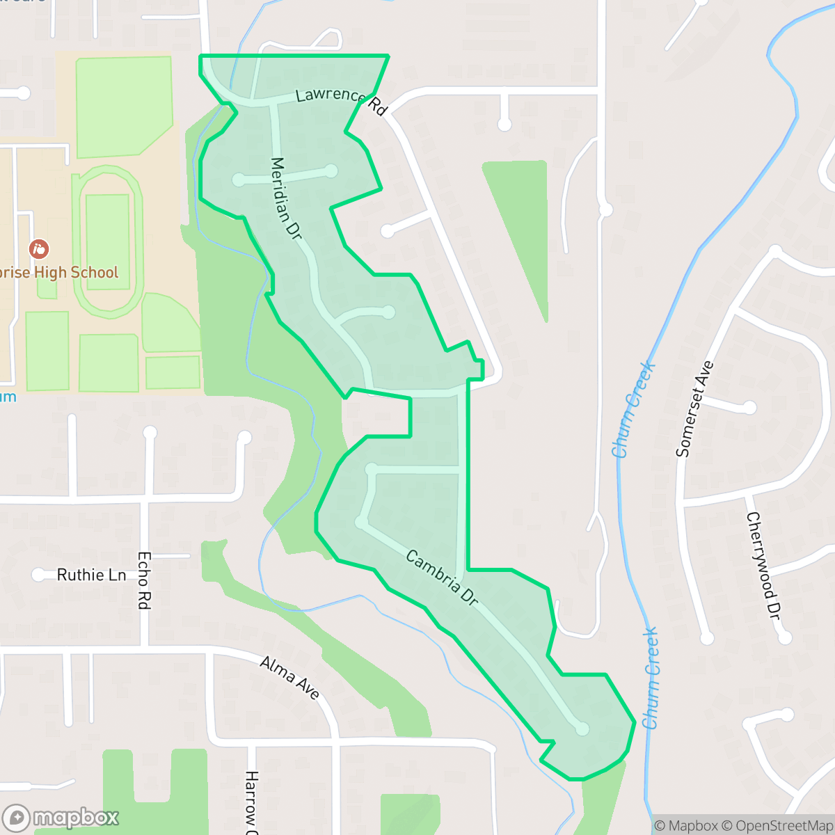Map showing the location of Meridian Point, Redding, CA