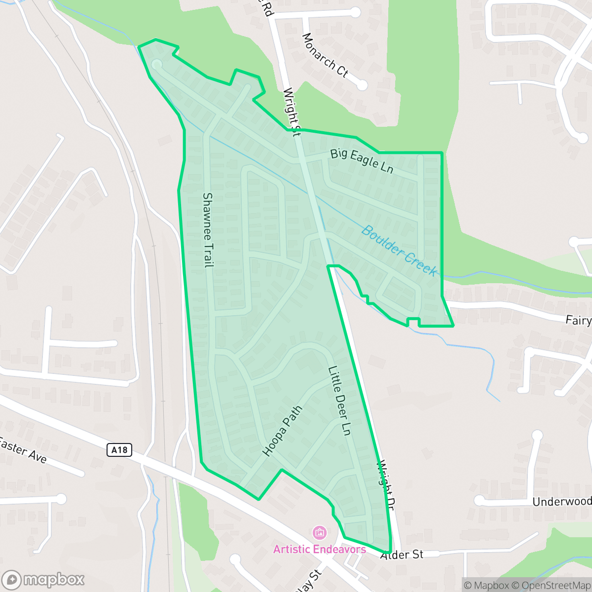 Map showing the location of Mountain Shadows, Redding, CA