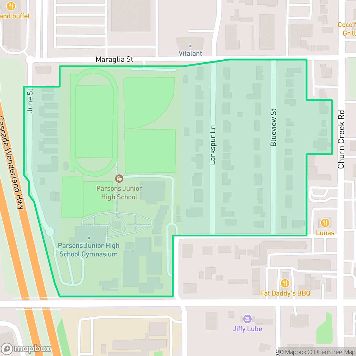 Map showing the location of Parsons, Redding, CA