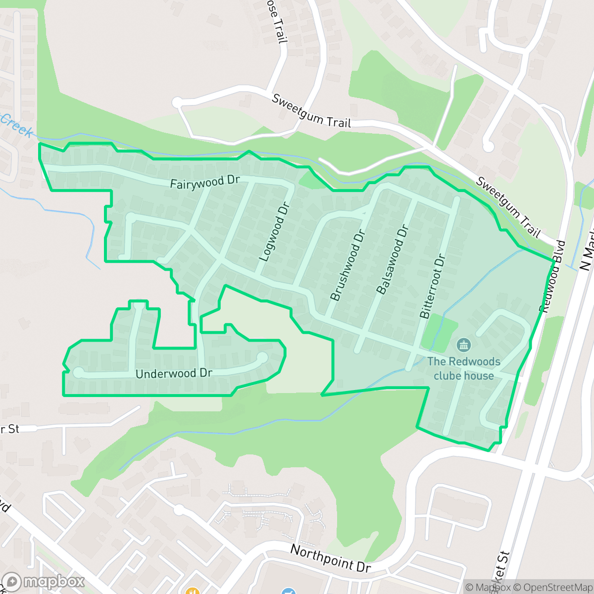 Map showing the location of The Redwoods, Redding, CA