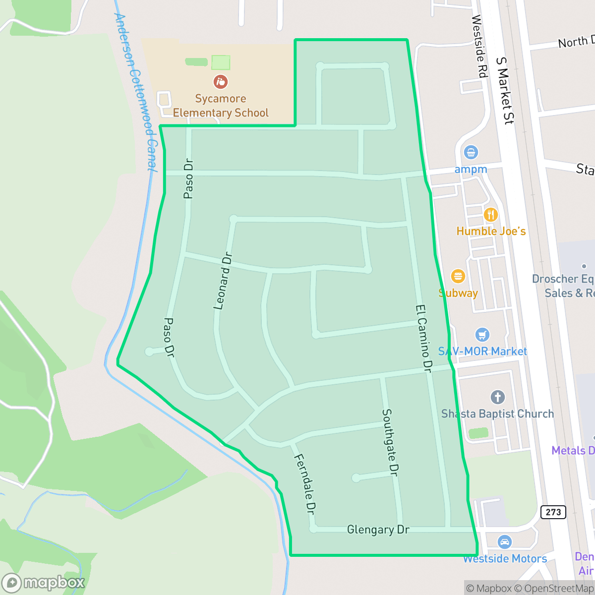 Map showing the location of Westwood Manor, Redding, CA