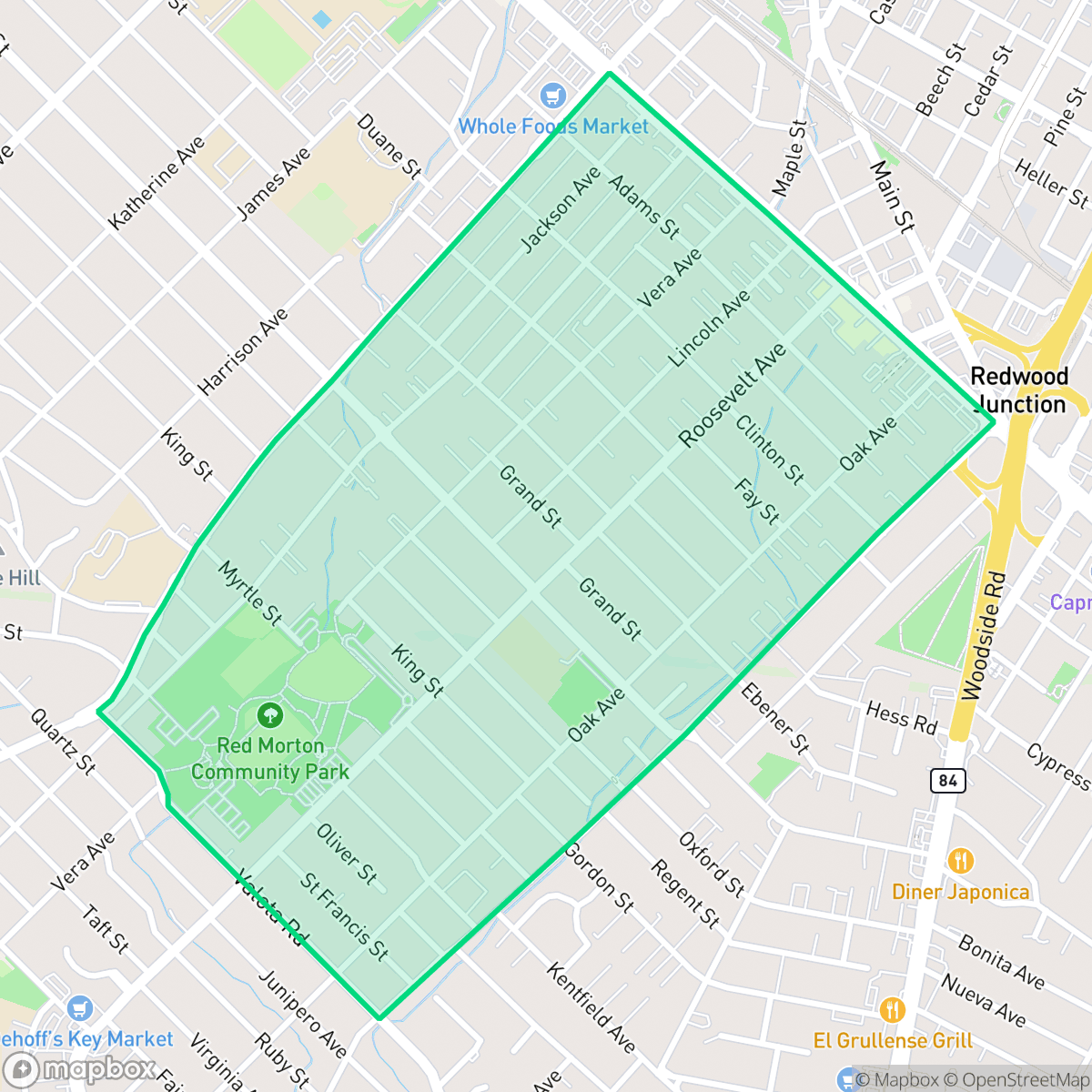 Map showing the location of Central, Redwood City, CA