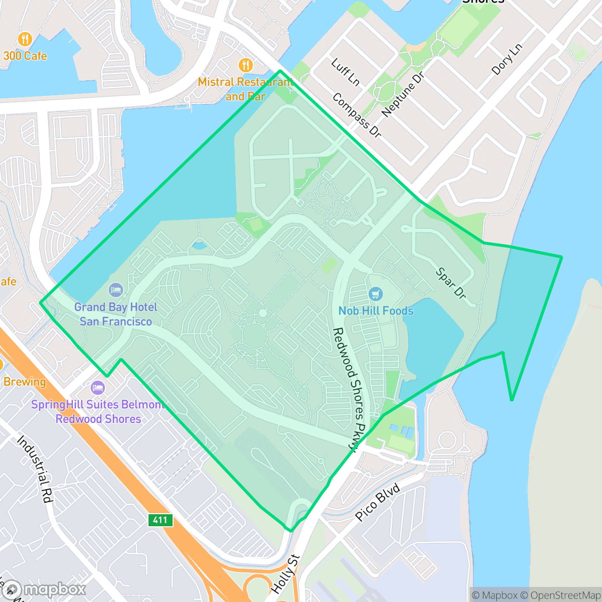 Map showing the location of Dolphin, Redwood City, CA
