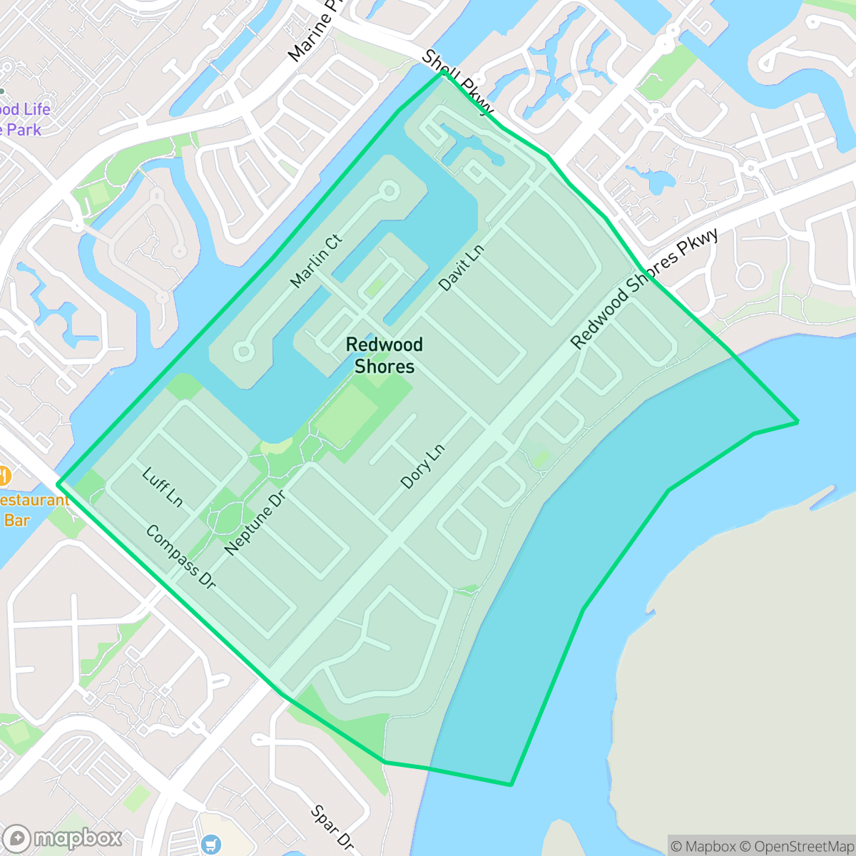 Map showing the location of Marlin, Redwood City, CA