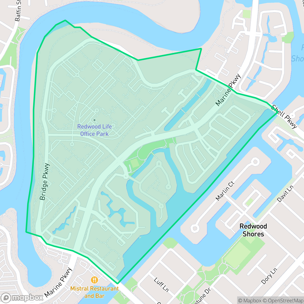 Map showing the location of Westport, Redwood City, CA