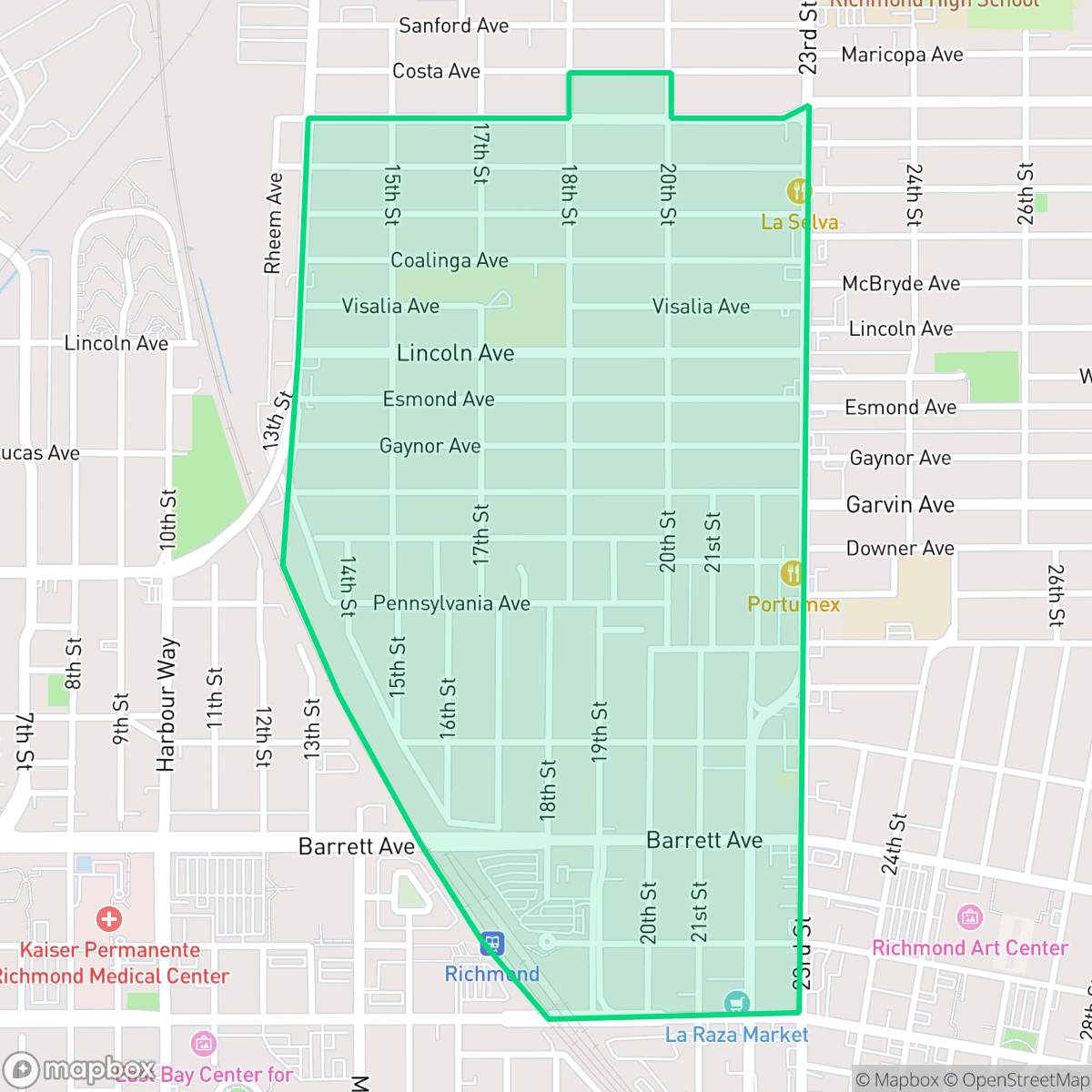 Map showing the location of Belding/Woods, Richmond, CA
