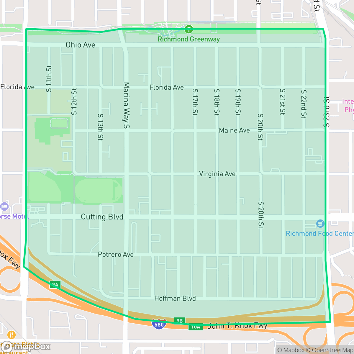 Map showing the location of Coronado, Richmond, CA