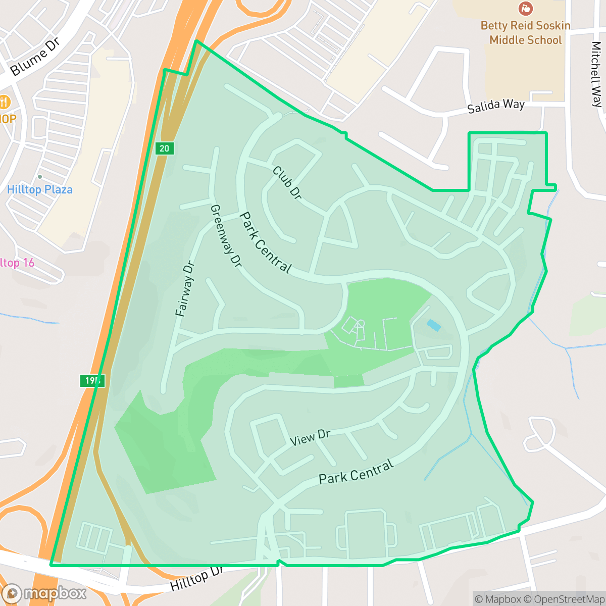 Map showing the location of Hilltop Green, Richmond, CA