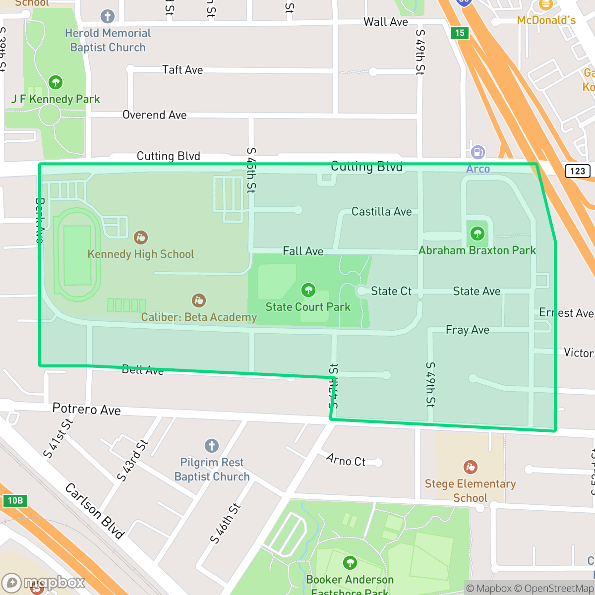Map showing the location of Laurel Park, Richmond, CA