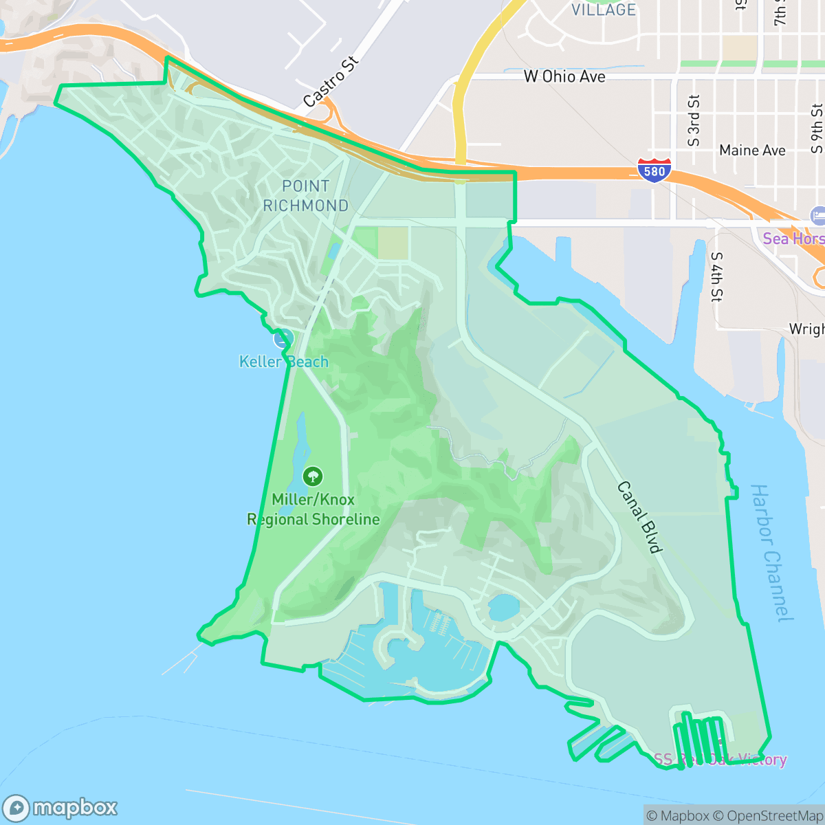 Map showing the location of Point Richmond, Richmond, CA
