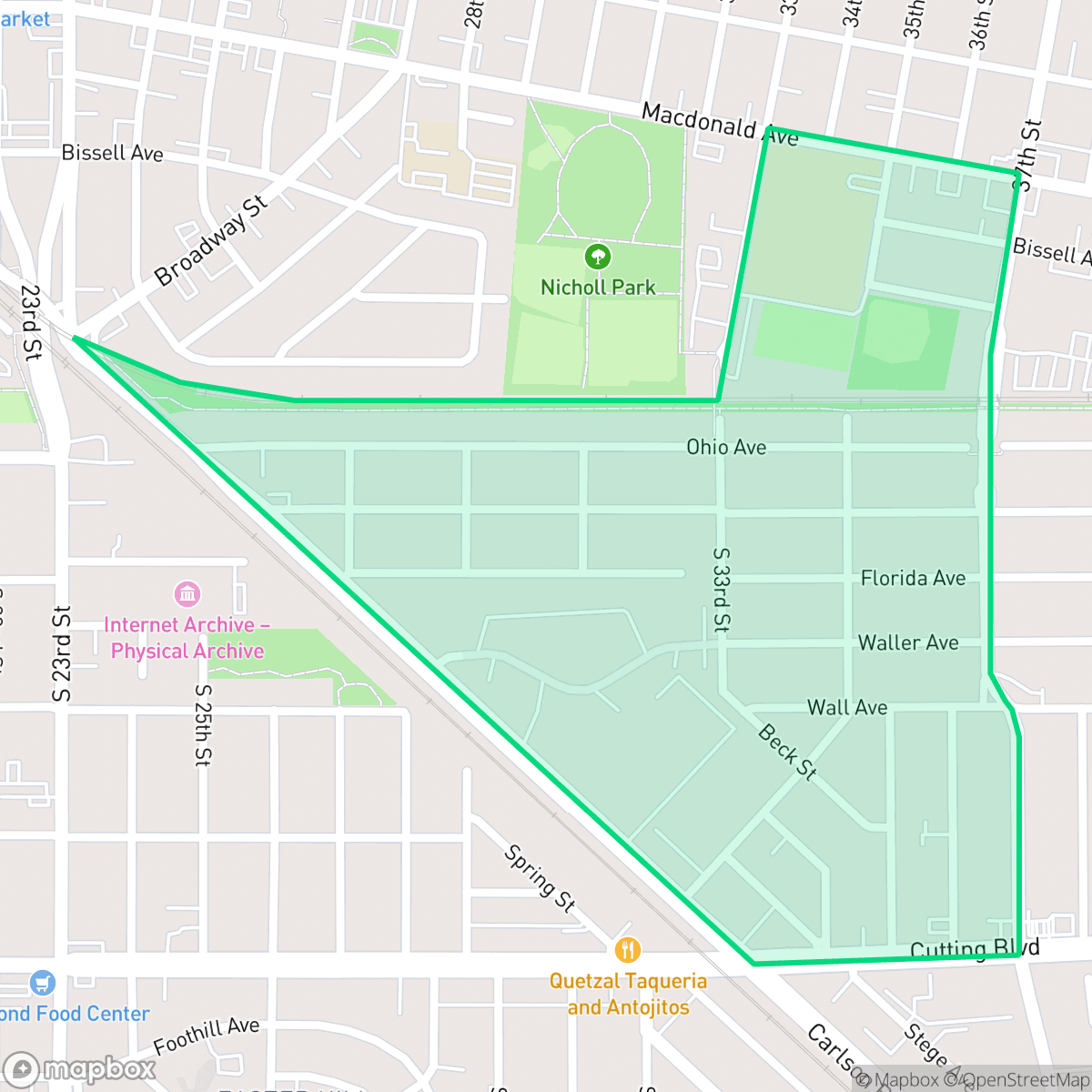 Map showing the location of Pullman, Richmond, CA