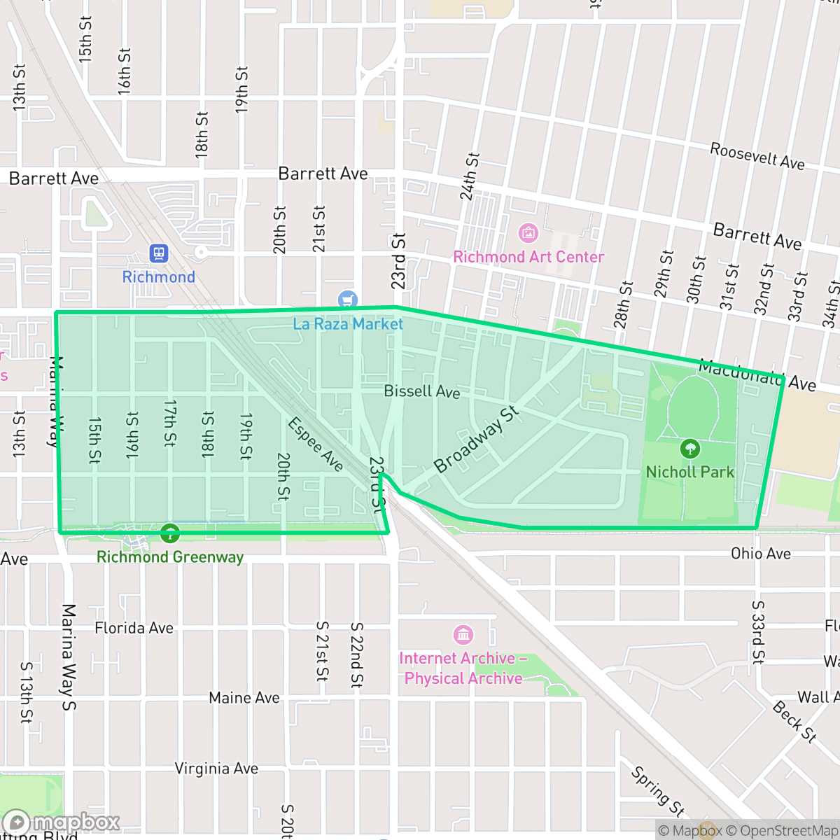 Map showing the location of Richmore Village/Metro Square, Richmond, CA