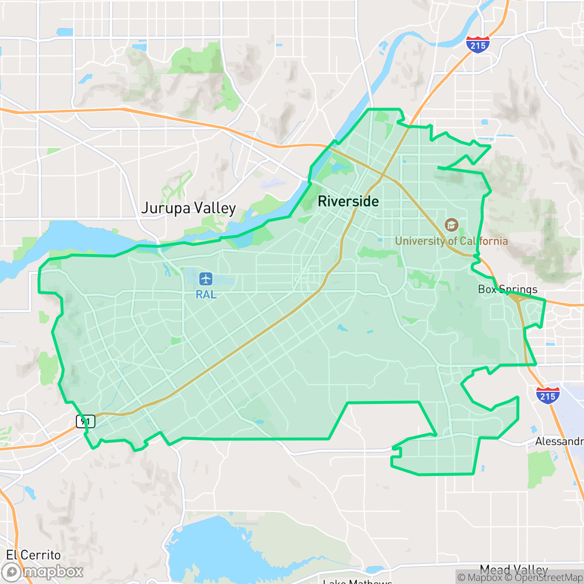 Map showing the location of Riverside, CA — coverage area