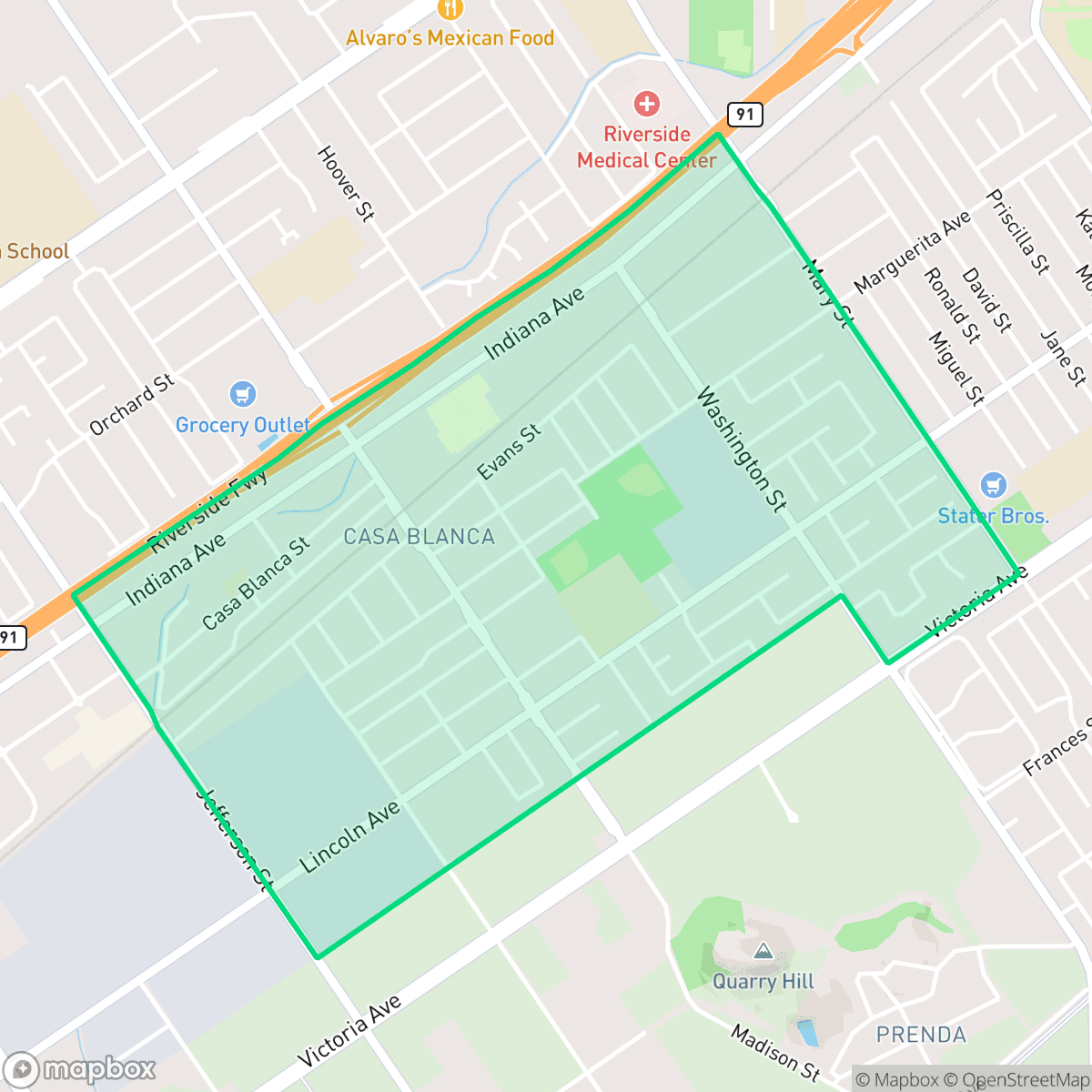 Map showing the location of Casablanca, Riverside, CA