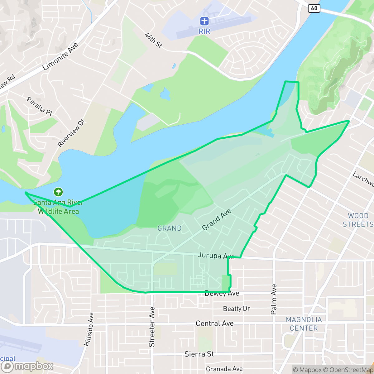 Map showing the location of Grand, Riverside, CA