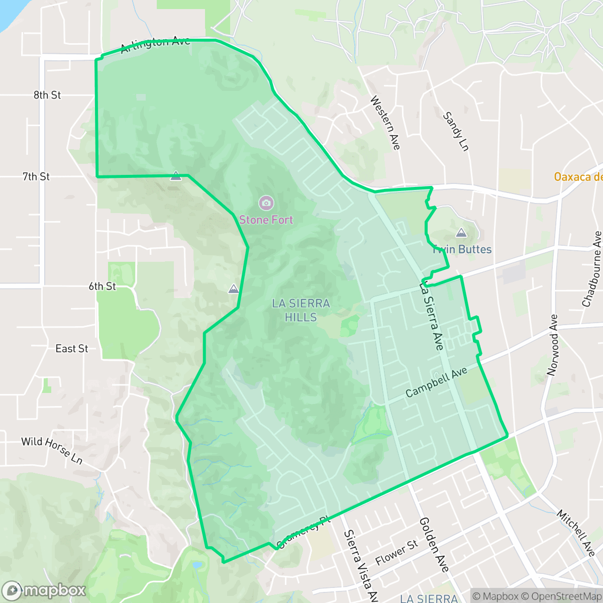 Map showing the location of La Sierra Hills, Riverside, CA