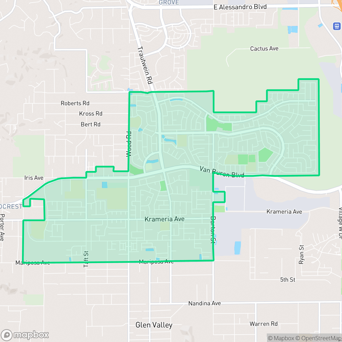 Map showing the location of Orangecrest, Riverside, CA