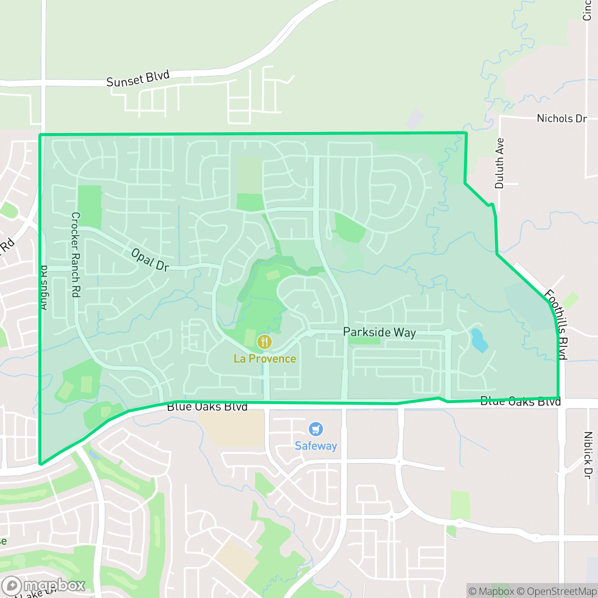 Map showing the location of Blue Oaks, Roseville, CA