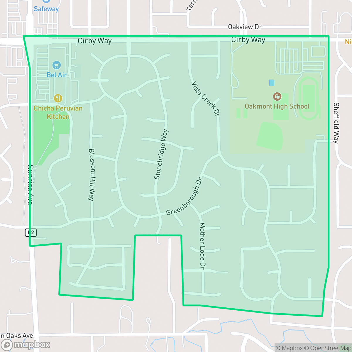 Map showing the location of Cirby Ranch, Roseville, CA