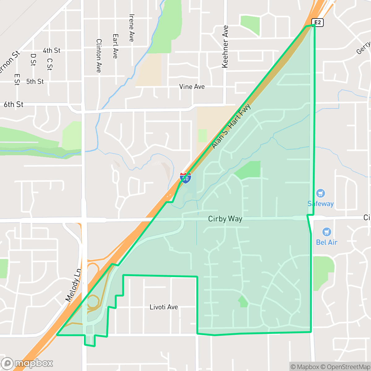 Map showing the location of Cirby Side, Roseville, CA