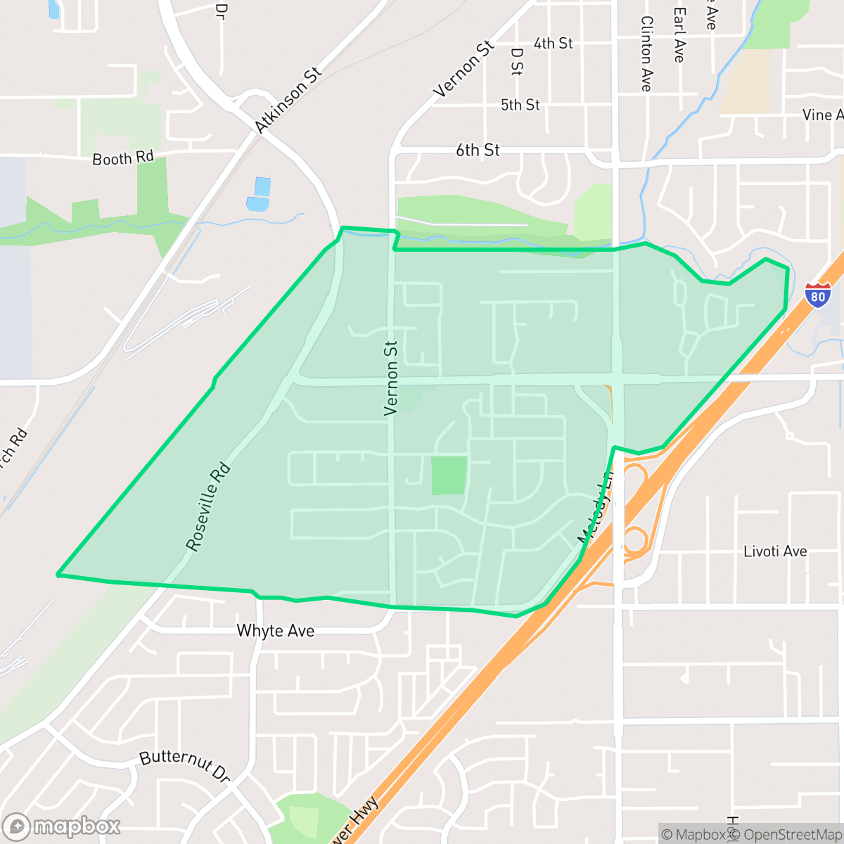 Map showing the location of Cresthaven, Roseville, CA