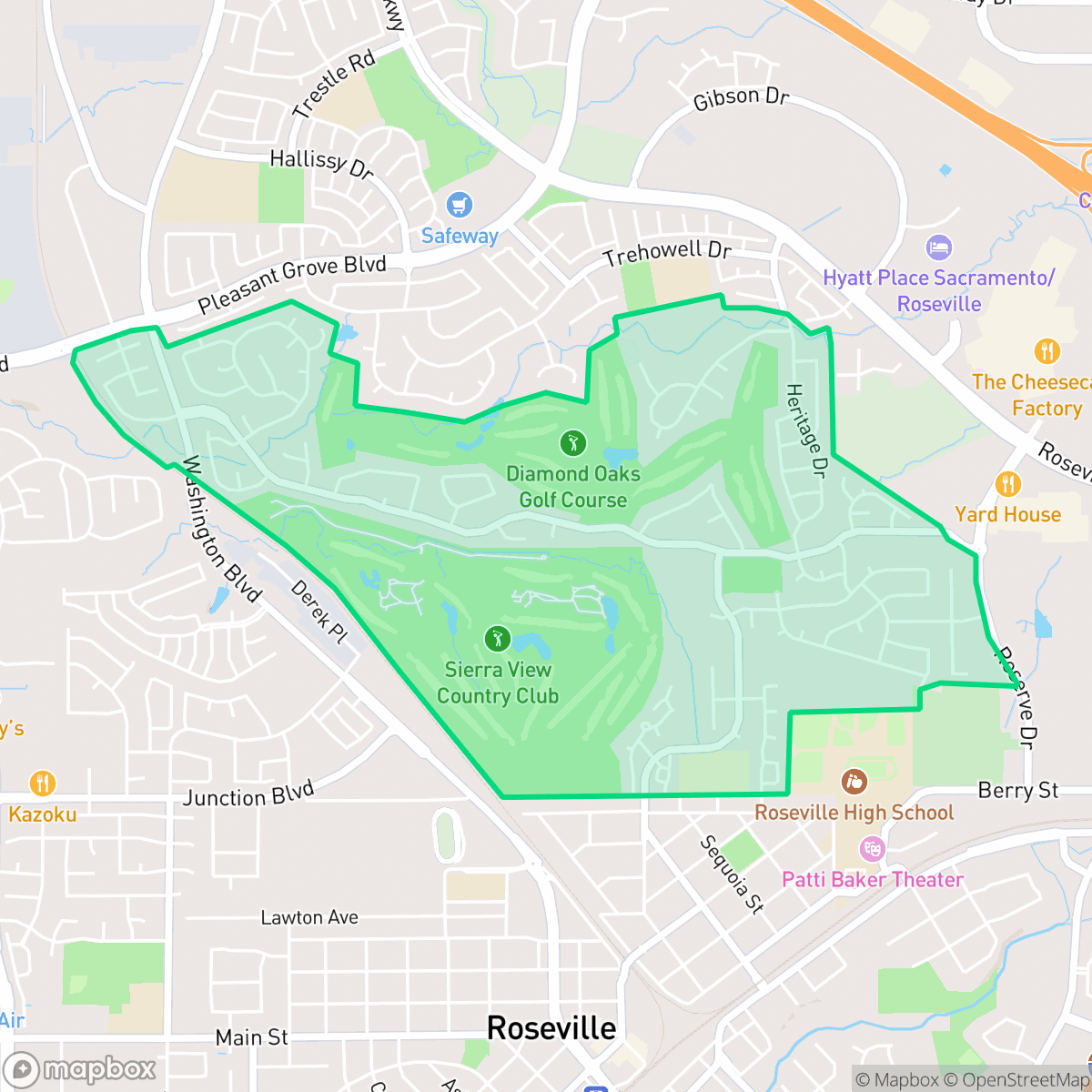Map showing the location of Diamond Oaks, Roseville, CA