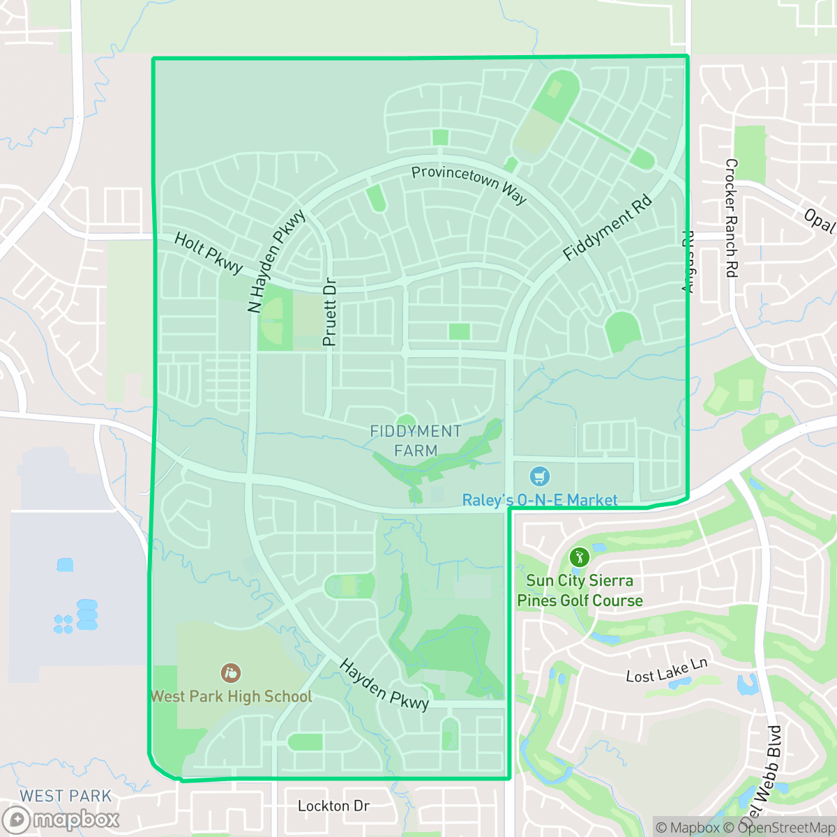 Map showing the location of Fiddyment Farm, Roseville, CA