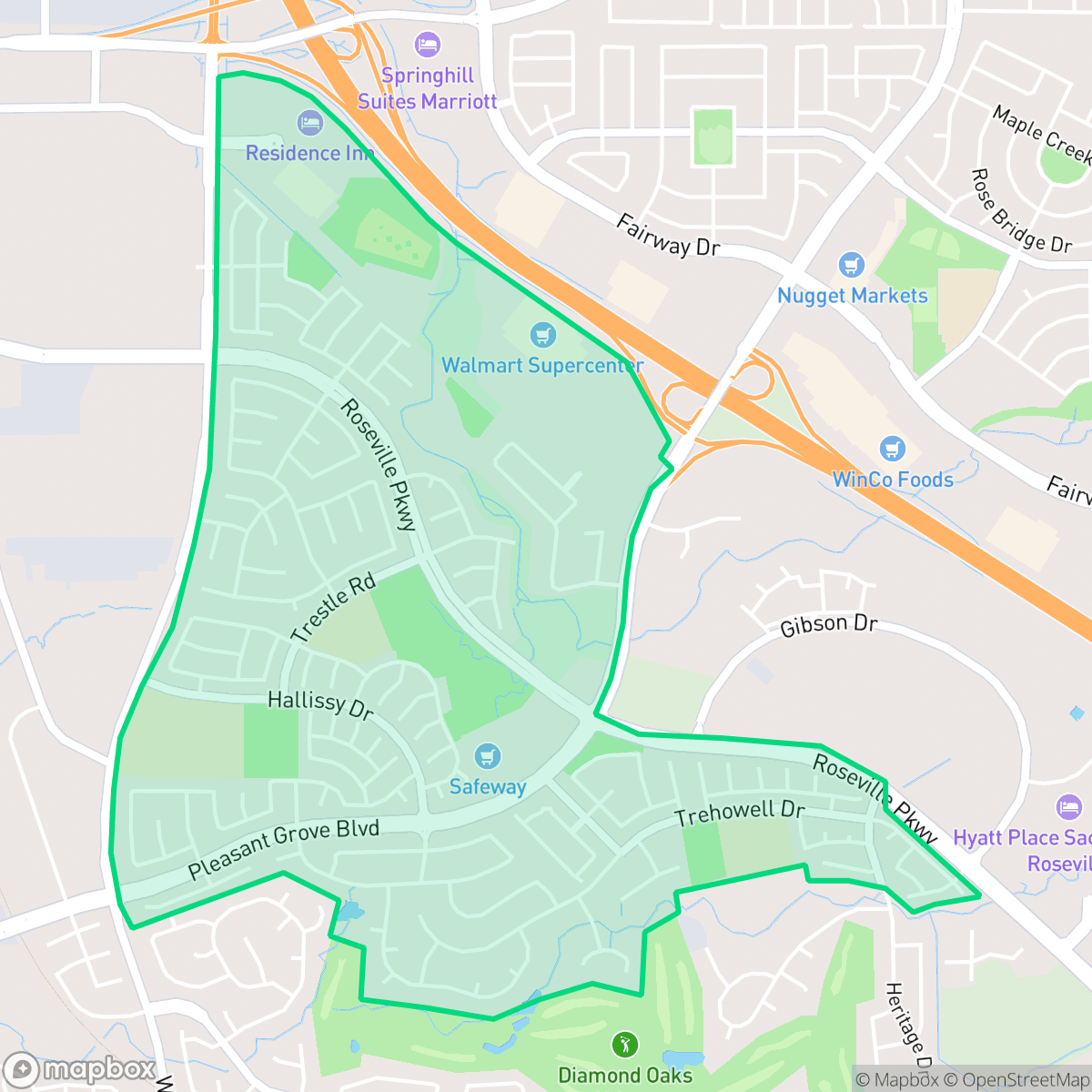 Map showing the location of Highland Reserve, Roseville, CA