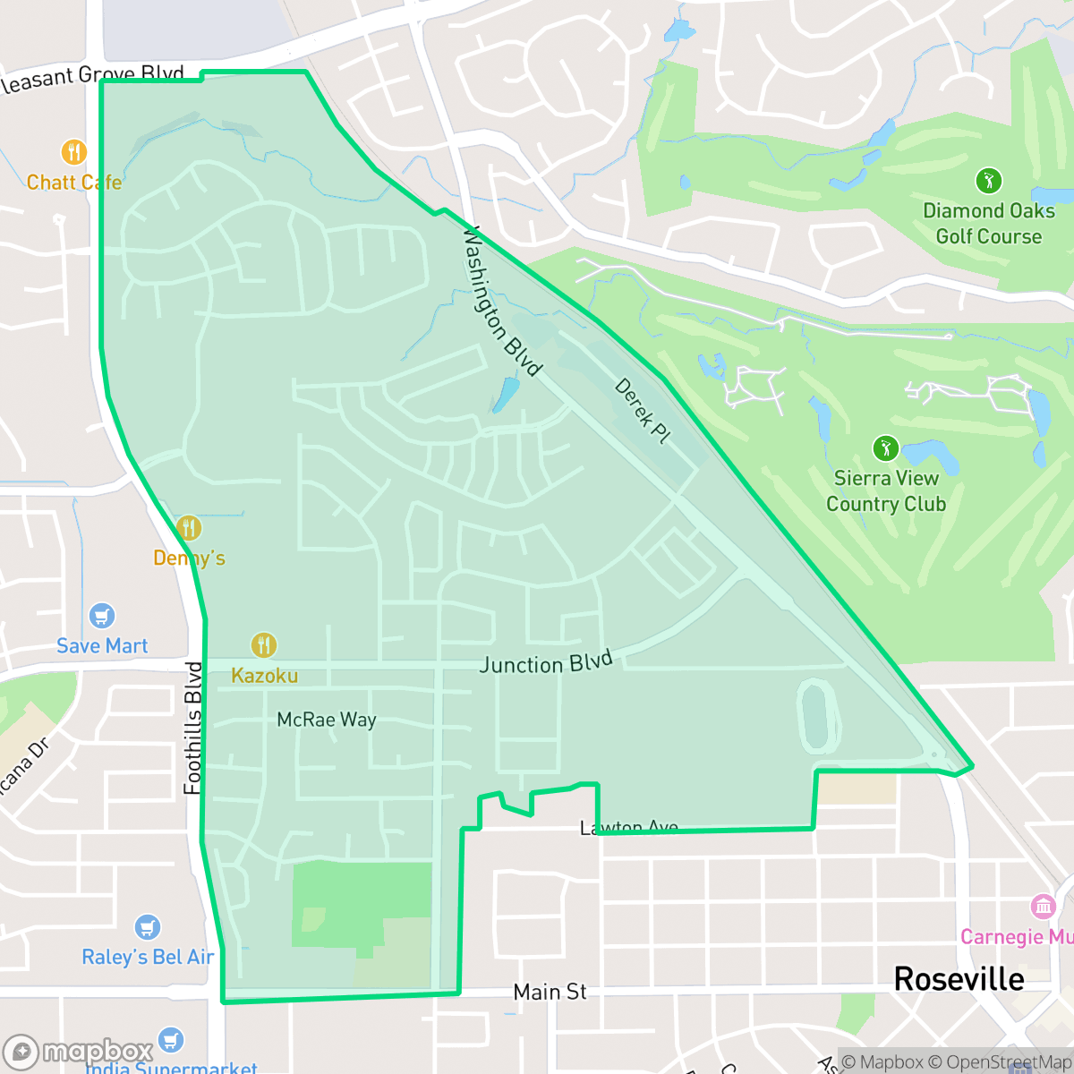 Map showing the location of Kaseberg-Kingswood, Roseville, CA