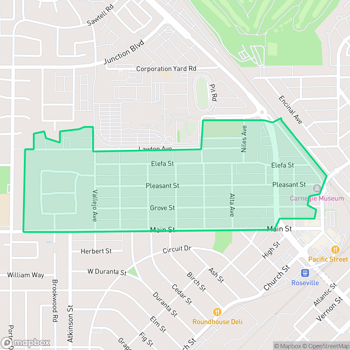 Map showing the location of Los Cerritos, Roseville, CA