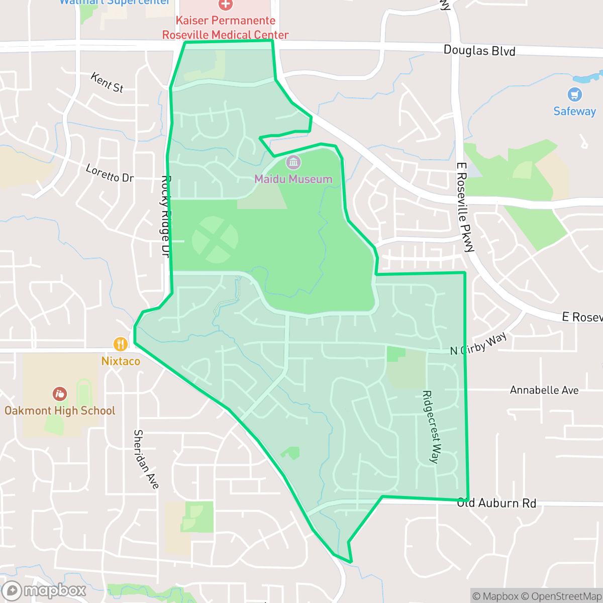 Map showing the location of Maidu, Roseville, CA