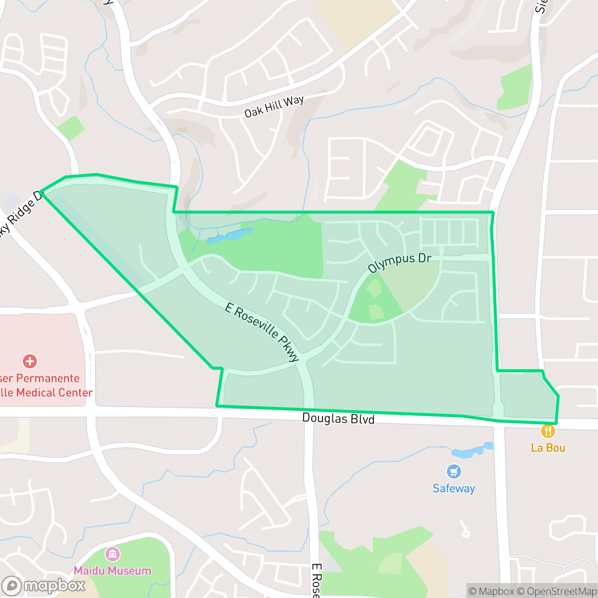 Map showing the location of Olympus Pointe, Roseville, CA