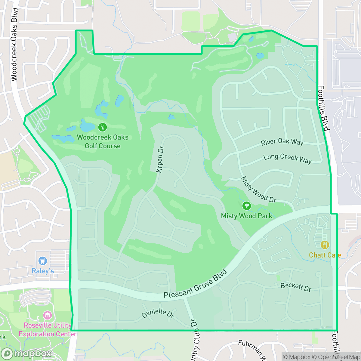 Map showing the location of Pleasant Grove, Roseville, CA