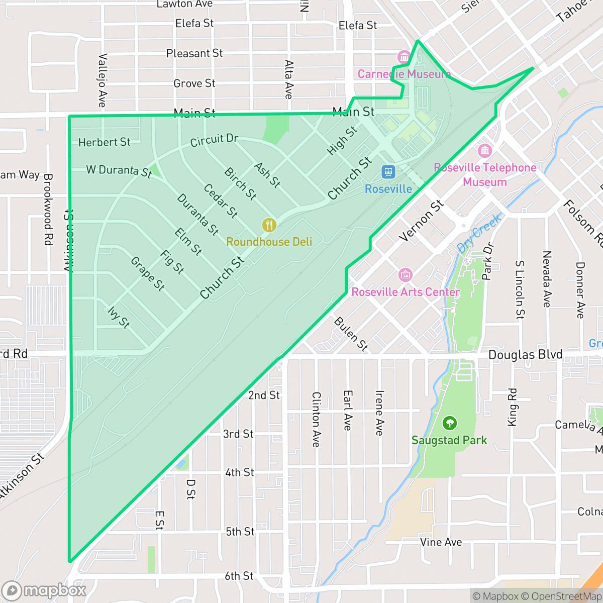Map showing the location of Roseville Heights, Roseville, CA