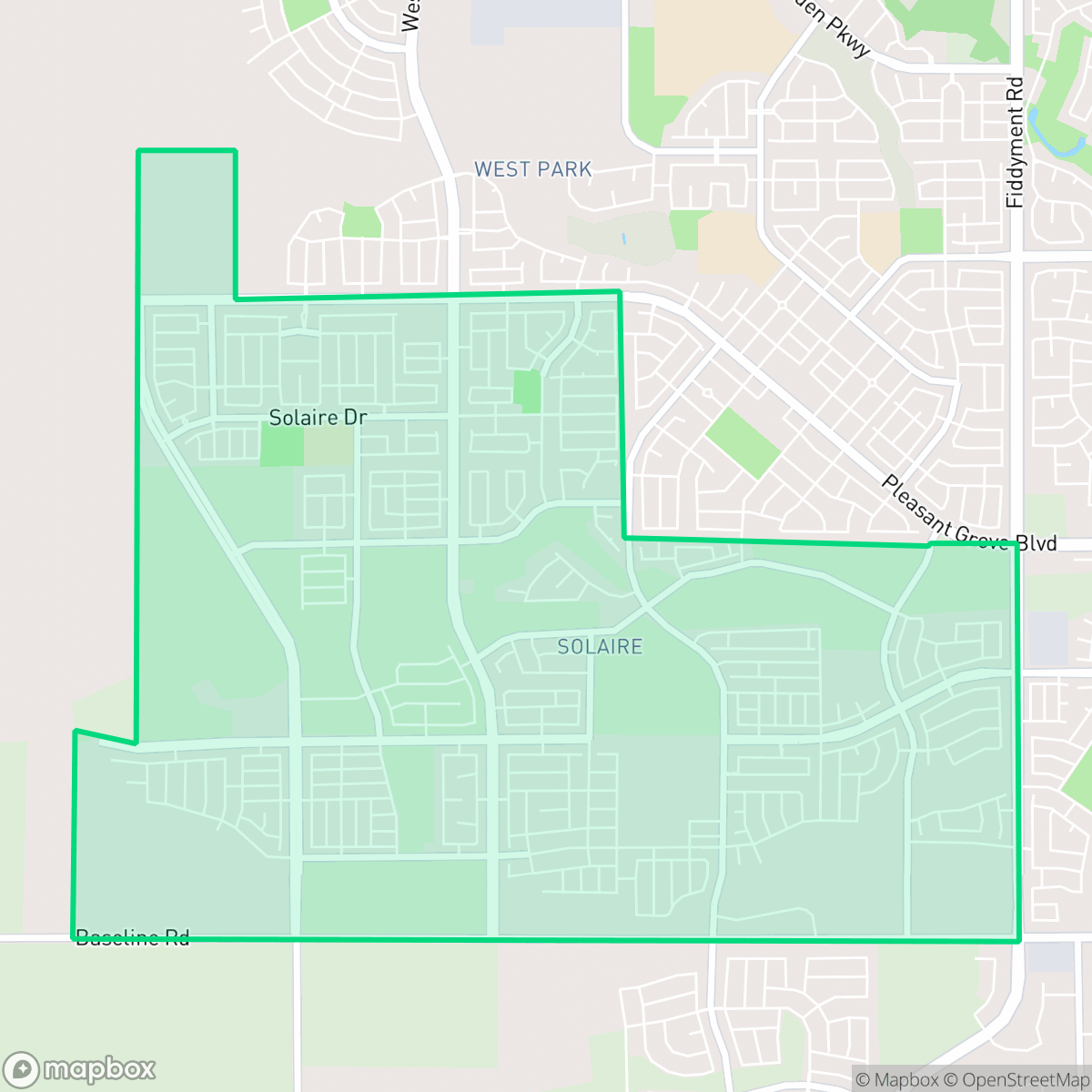 Map showing the location of Solaire, Roseville, CA