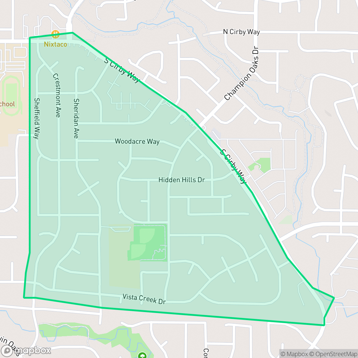 Map showing the location of South Cirby, Roseville, CA