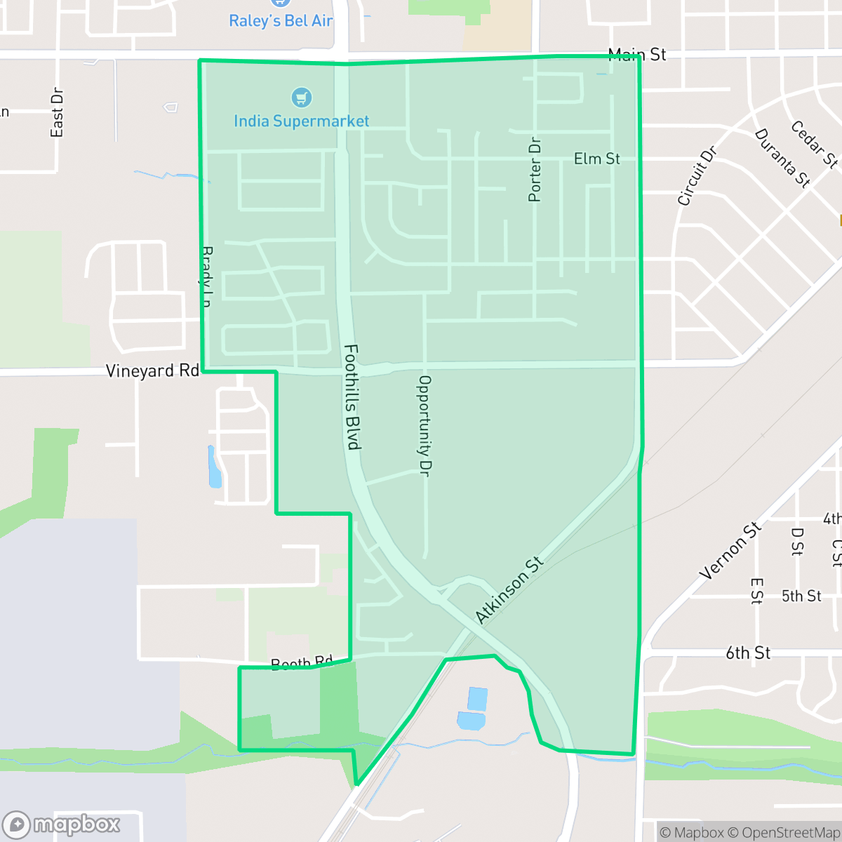 Map showing the location of Vineyard, Roseville, CA