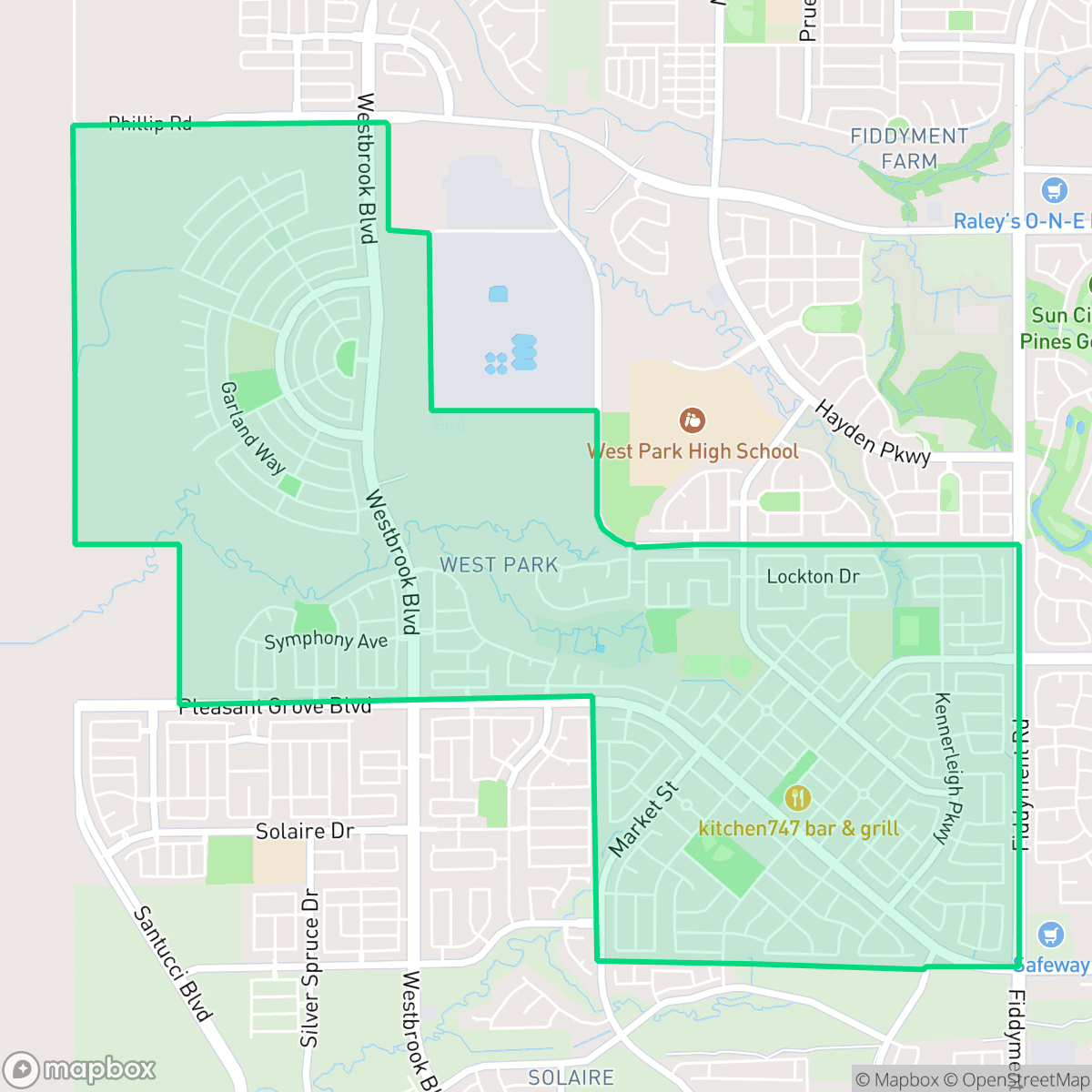 Map showing the location of Westpark, Roseville, CA