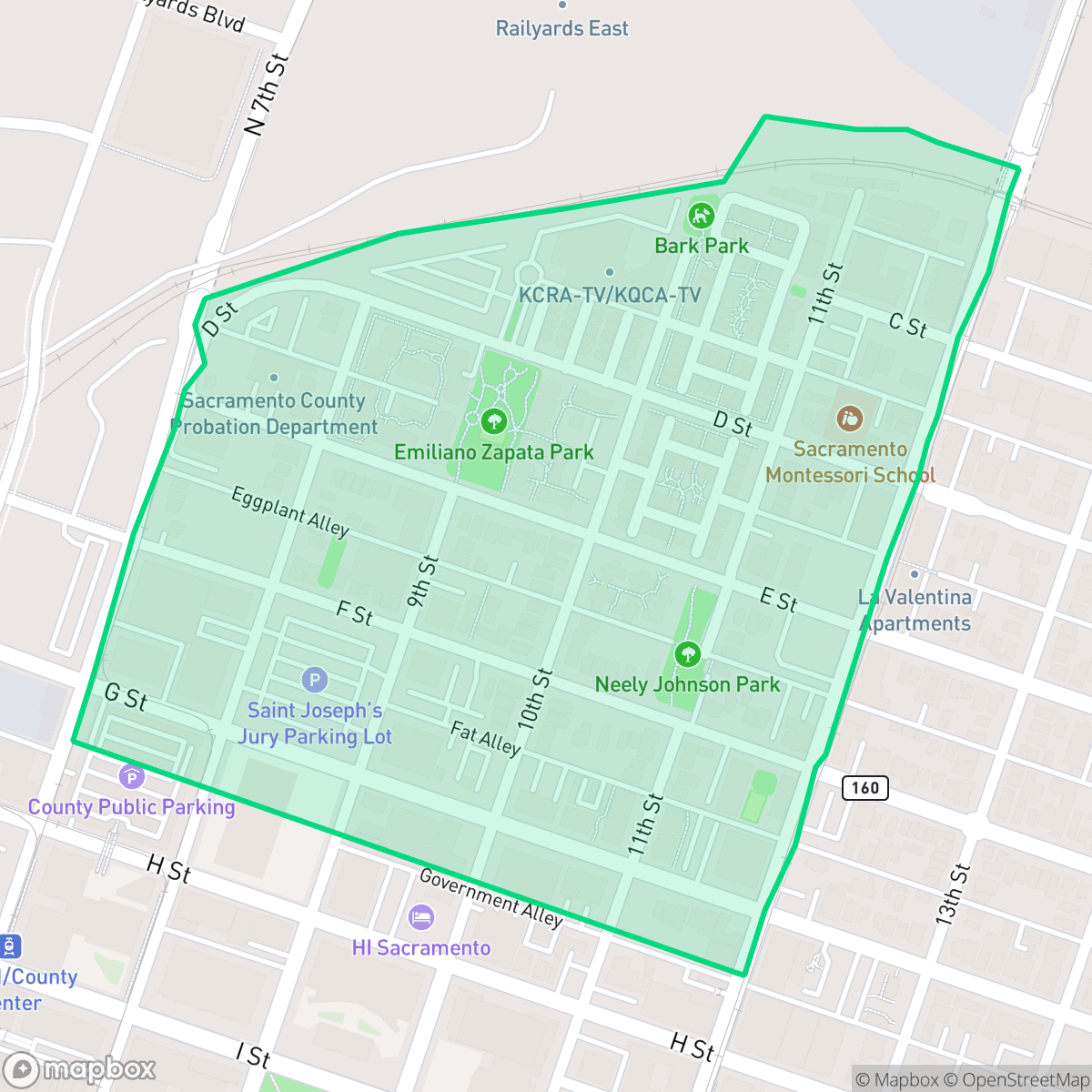 Map showing the location of Alkali Flat, Sacramento, CA