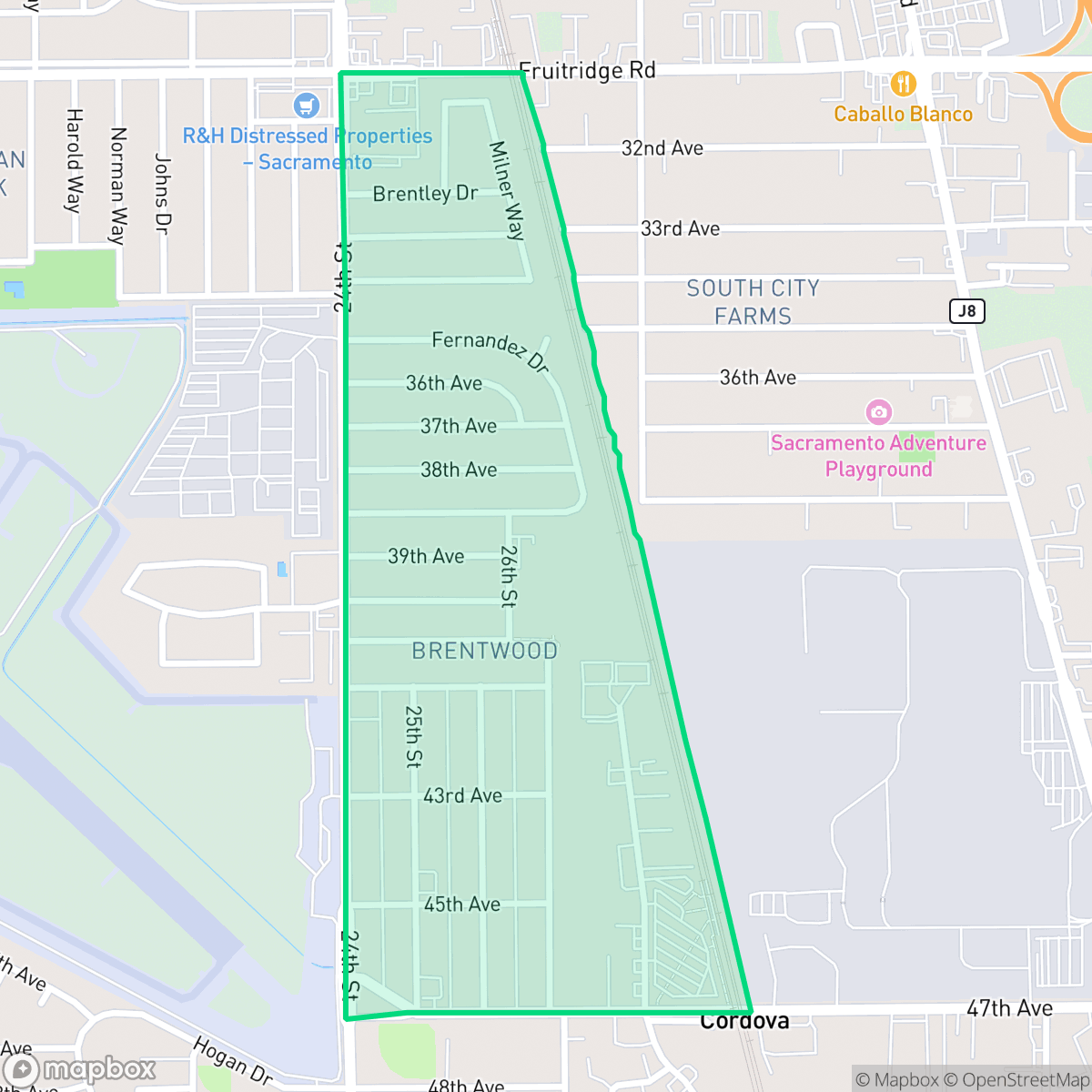 Map showing the location of Brentwood, Sacramento, CA