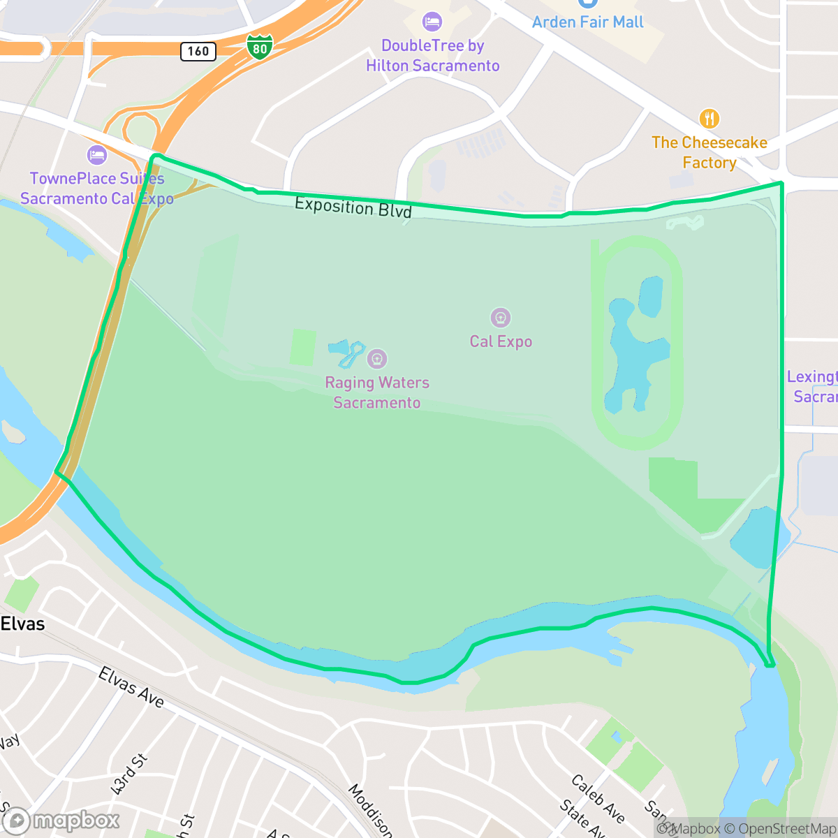 Map showing the location of Cal Expo, Sacramento, CA