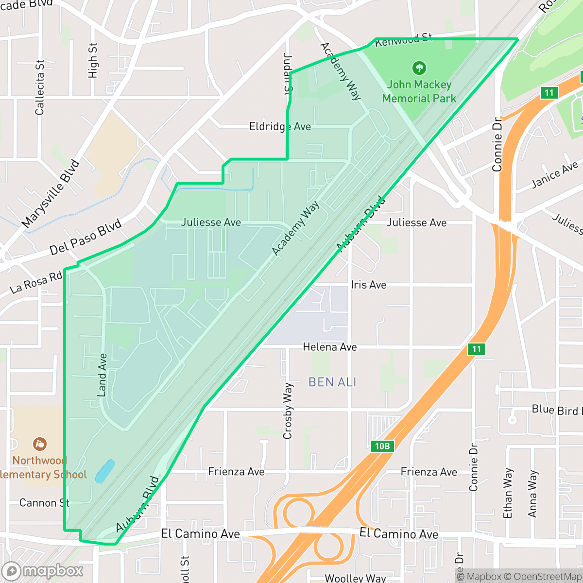 Map showing the location of Cannon Industrial Park, Sacramento, CA